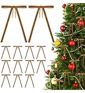 KINGLAKE Vintage Velvet Christmas Bows – 24pcs 5×7'' Light Brown Velvet Bows for Christmas Tree H...