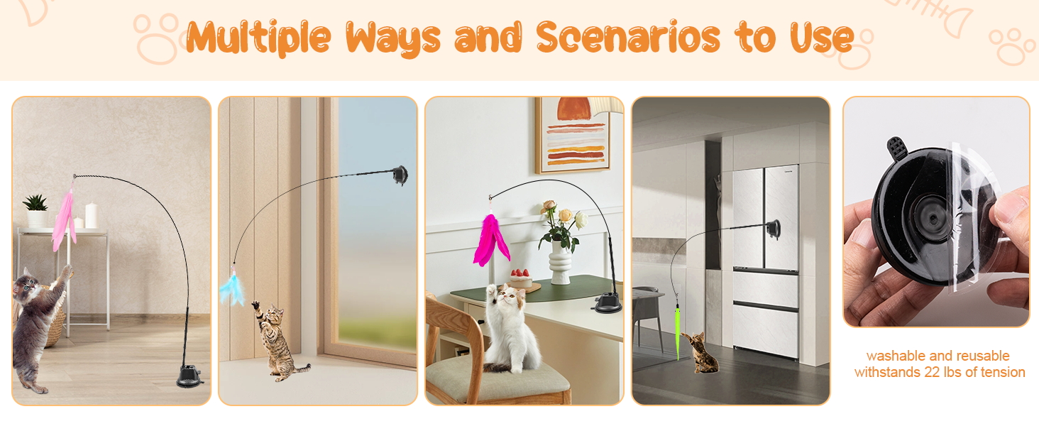 suction cup cat toys for indoor cats, suitable for smooth panels