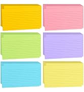 Tecmisse 1200 Pcs Ruled Index Cards, 3x5 Inches Colorful Index Cards Bulk, Heavy Colored Note Car...
