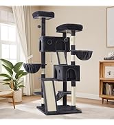 Allewie 65in Multi-Level Tall Cat Tree for Indoor Kitties/Larger Tower with Wide Base/Cozy Plush ...