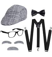Haakong Old Man Costume Set 100 Days of School Grandpa Costume for Adults Newsboy Hat 1920s Acces...