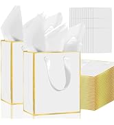 36 Pack Metallic Paper Wedding Gift Bags with Handles – Includes Tissue Paper – 8"x5"x10" – Elega...