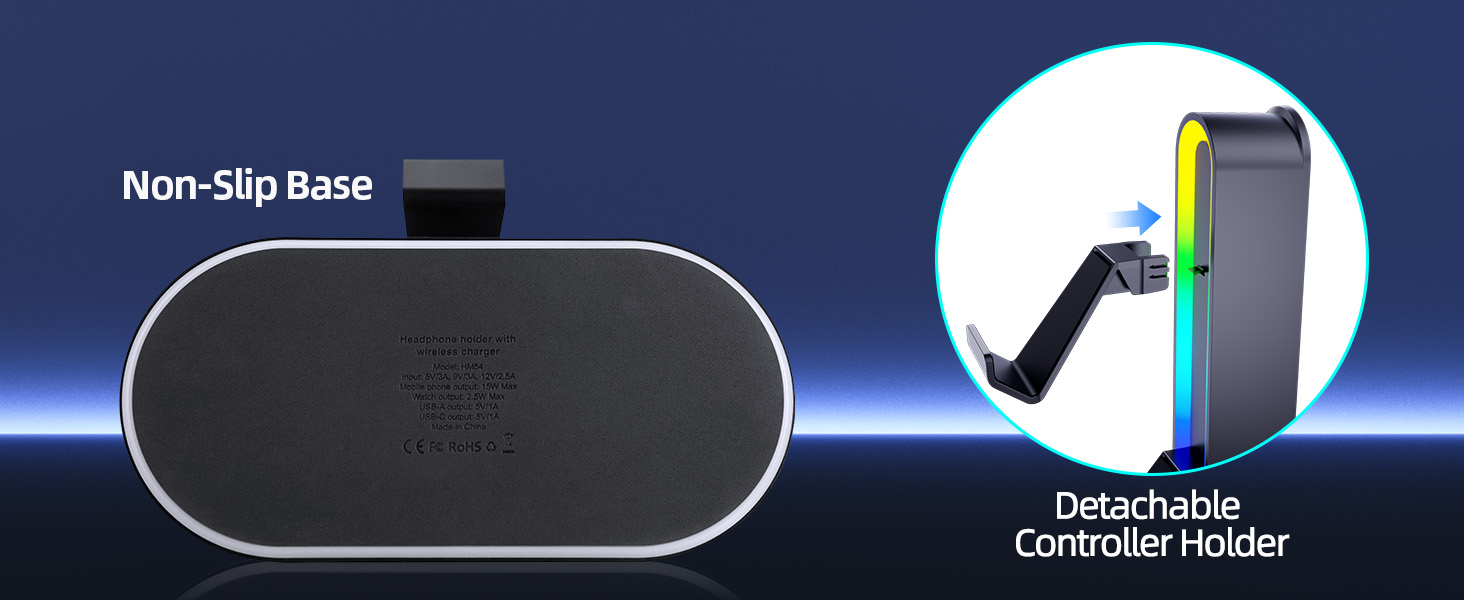 RGB Headphone Stand with Wireless Charging