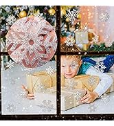 CCINEE 48pcs Glitter Snowflake Clings Window Film Glass Sticker Static Decal for Christmas Decora...