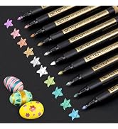 Betem Metallic Paint Markers, 10 Colors Acrylic Metallic Markers for Black Paper, 2mm Medium Tip ...