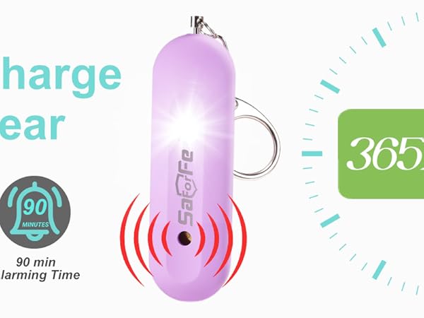 personal safety alarm women rechargeable self defense keychain device waterproof loud gift security