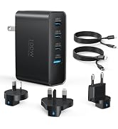 Topadre 100W USB C Travel Charger, 4-Ports Foldable Travel Adapter Plug Converter with UK/EU/AU P...