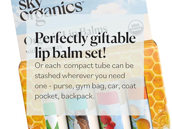 Sky Organics Organic Beeswax Lip Balms is a perfectly giftable lip balm set