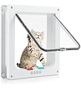 Cat Door for Interior Exterior Door (Outer Size 10.9" x 9.8"), 4-Way Locking Flap for Cats & Dogs...