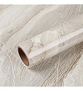 VEELIKE 15.7''x118'' Beige Gold Liquid Marble Contact Paper for Countertops Peel and Stick Waterp...