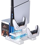 HEATFUN PS5 Slim Charging Station, PS5 Slim Stand with Cooling Station and Controller Charging St...