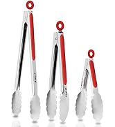 Anaeat Premium Sturdy Barbecue Tongs for Kitchen Grill & BBQ - 7,9,12 Inch Non-Slip Stainless Ste...