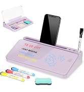 DOLLAR BOSS 12''x7'' Glass Desktop Whiteboard Small Dry Erase Board with Storage Drawer Computer ...