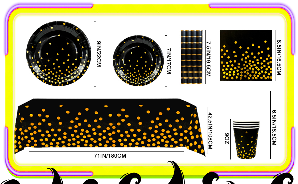 black gold party supplies