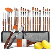 29 Pieces Paint Brushes,Artist Series, Expert Synthetic Nylon Bristles Paint Brush Kit with Palet...