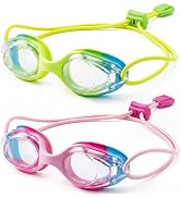 Aegend Swim Goggles for Toddler Kids 3-8 Comfort Fit Anti-Fog Pool Goggles with Bungee Strap for ...