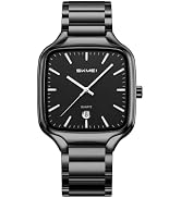 Gosasa Men's Square Watch Stainless Steel Band Quartz Date | Square Dial Men’s Quartz Watch with ...