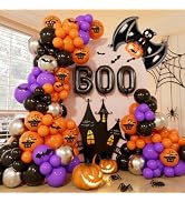 Adeyoo Halloween Balloon Garland Arch Kit, 138 Pcs Halloween Party Balloons | Black Orange Purple...
