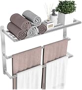 VOTZAAQ Towel Racks for Bathroom, 24 in Towel Shelf with Double Towel Bar, Stainless Steel Towel ...