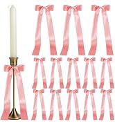 HOBBIESAY 16Pcs Christmas Candlestick Bows Pink Candle Stick Decor Bows Candle Holder Bow Coquett...