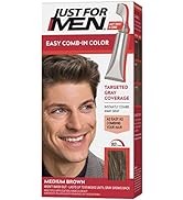 Just For Men Easy Comb-In Color Mens Hair Dye, Easy No Mix Application with Comb Applicator - Med...
