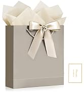 JMANNI Gift Bag, 1PCS Gift Bags Large with Ribbon and 1 Greeting Cards 2 Tissue Paper, Portable P...