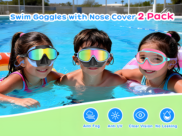 Swim Goggles with Nose Cover
