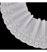 FINGERINSPIRE 5 Yard Cotton Embroidered Eyelet Lace Trim 8.19inch Wide White Eyelet Lace Ribbon W...