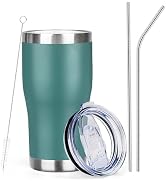 MEZMUT 20oz Coffee Tumbler with Lid and Straw Double Wall Vacuum Insulated Cup Stainless Steel Tr...