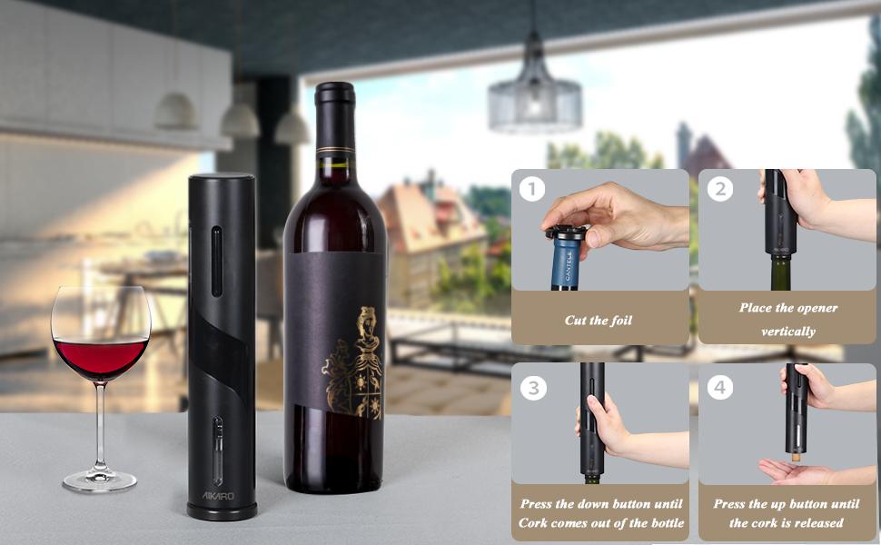 Peel, Pop & Push---Only 3 steps to remove the cork in seconds.