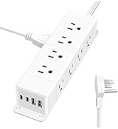 40W Fast Charging Under Desk Power Strip,12 Outlet Mountable Power Strip with 4 USB,1200J Surge P...
