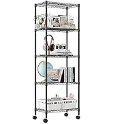 Homdox 5 Tier Wire Shelving Unit on Wheels, Adjustable Storage Racks and Shelving, Heavy Duty Rol...
