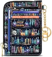 GIANCOMICS Slim Wallet Credit Card Holder Women, Goth Bookshelf Rfid Blocking Small Card Case, Ke...
