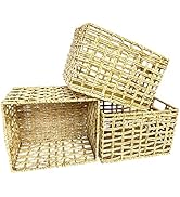 WRIGHTMART Basket Set of 3, Handwoven Natural Basket for Organizing, Durable Open Weave Design, M...
