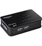 TRENDnet 2-Port USB KVM Switch and Cable Kit, 2048 x 1536 Resolution, Device Monitoring, Auto-Sca...