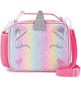 Hairao Unicorn Lunch Box for Girls With Adjustable Shoulder Straps Rainbow Lunch Bag Waterproof T...