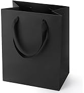 MOXARYSU Black Gift Bags With Handles: 8x5x10 Inch 5pcs Black Paper Gags Medium Bulk For Party Sh...