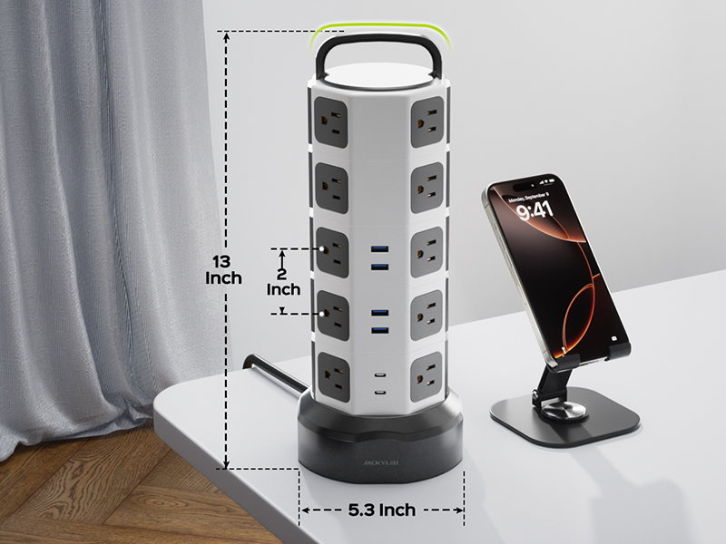 portable & small footprint power strip with usb ports