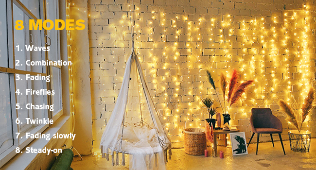 Christmas curtain lights