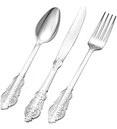 Bestluck 150PCS Silver Plastic Silverware for 50 Guests, Heavy Duty Silver Disposable Utensils Se...