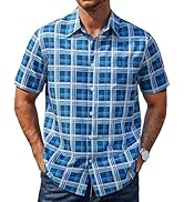 COOFANDY Mens Plaid Button Down Shirts Short Sleeve Casual Summer Shirt Wrinkle Free Dress Shirts...