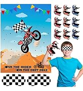 ASTARON Pin The Tail Games Pin The Rider on The Motocross Party Game with 30 Driver for Dirt Bike...