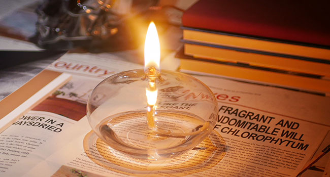 Oval glass oil lamp