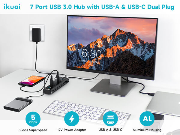 7 port 2 in 1 usb hub