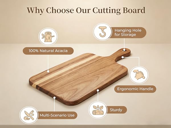 Wood Cutting Board with Handle