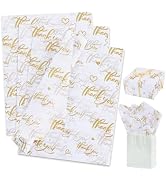 BEISHIDA Thank You Tissue Paper Bulk, White and Gold Wrapping Tissue Paper for Gift Bags, 14 x 20...