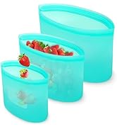 Reusable Silicone Storage Containers Bags Dishwasher Microwave Safe, BPA Free Silicone Bags, Reus...