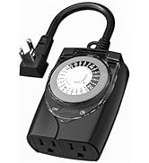HBN Outlet Timer, 24 Hour Mechanical Outdoor Timer for Lights, Plug in Timer Waterproof, 2 Ground...
