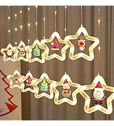 LAWOHO Christmas Window Lights, 145 LED 10 Ft Curtain String Lights for Bedroom Christmas Decorat...