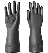 ROYAKI Chemical Resistant Latex Gloves,Cleaning Protective Safety Work Heavy Duty Rubber Gloves, ...